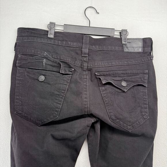 True Religion Jeans Mens 36 Black Ricky Relaxed Straight Made In USA Flap Pocket - Picture 6 of 11